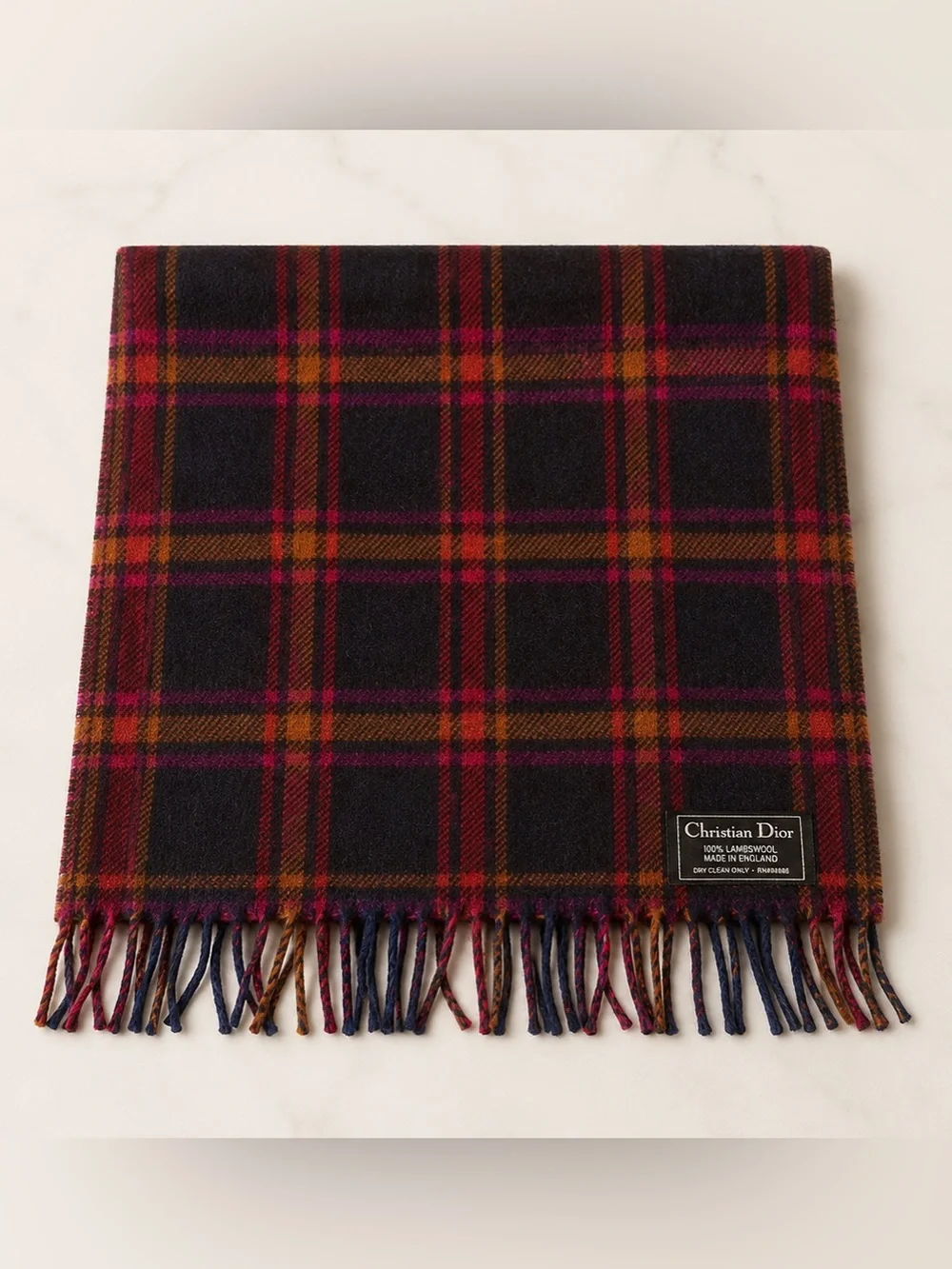 Dior lambswool plaid scarf